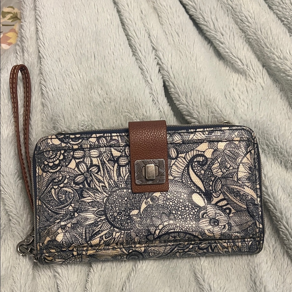 Sakroots Blue and Brown Floral Wallet